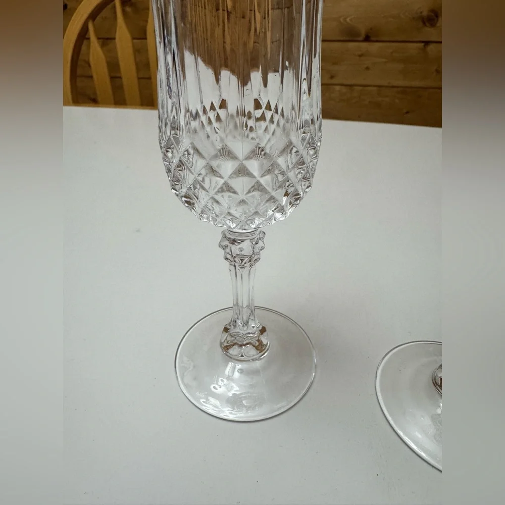 Set of 2 Cristal d'Arques Longchamp Champagne Flutes bridal gift luxe crystal